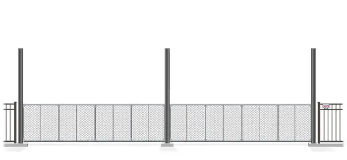 Automated chain link Vertical Lift gate in closed position