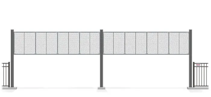 Automated chain link Vertical Lift gate in open position