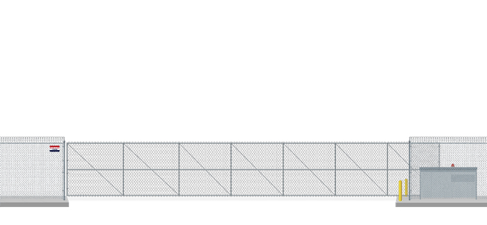 Automated chain link Vertical Pivot gate in closed position