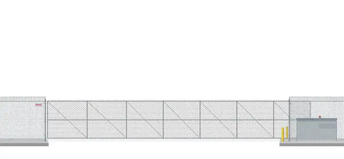 Automated chain link Vertical Pivot gate in closed position
