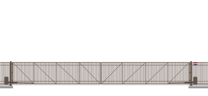 Automated Metal swing gate in closed position