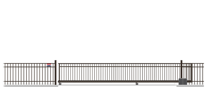 Automated Metal V-Track gate  in closed position