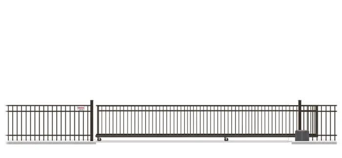 Automated Metal V-Track gate  in closed position