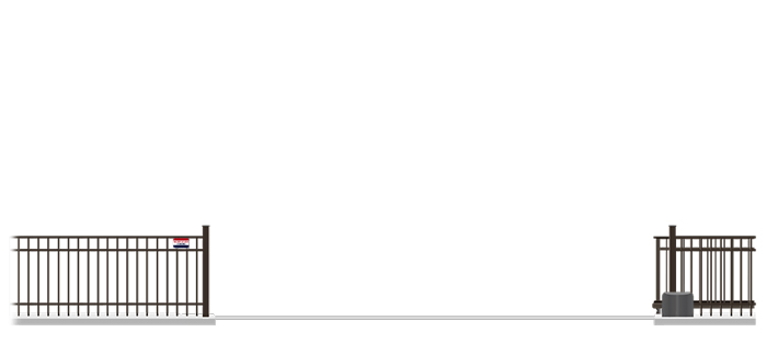 Automated Metal V-Track gate  in open position