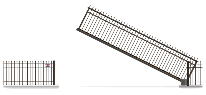 Automated Metal Vertical Pivot gate  in open position