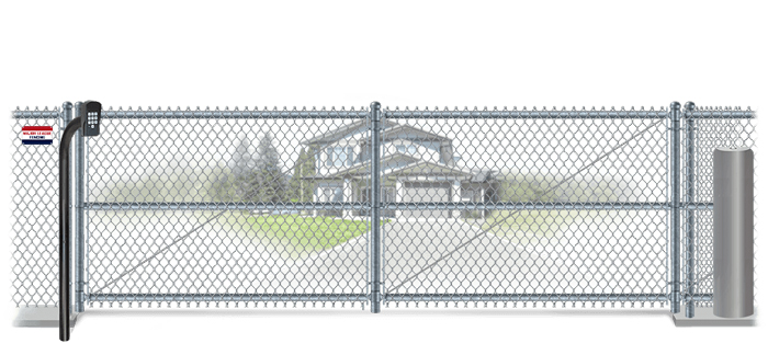 Chain Link sliding estate gate in closed position