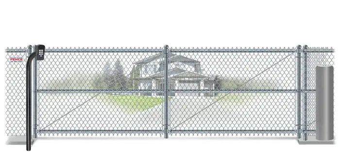 Chain Link sliding estate gate in closed position