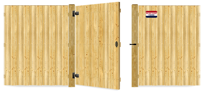 Wood gate in open position