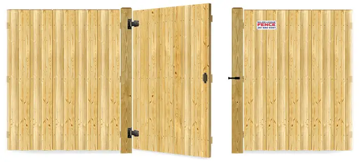 Wood gate in open position