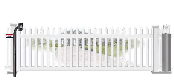 Vinyl sliding estate gate in closed position