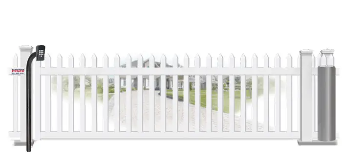 Vinyl sliding estate gate in closed position