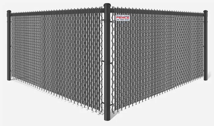 Black chain link fence with black privacy slats in Mobile Alabama