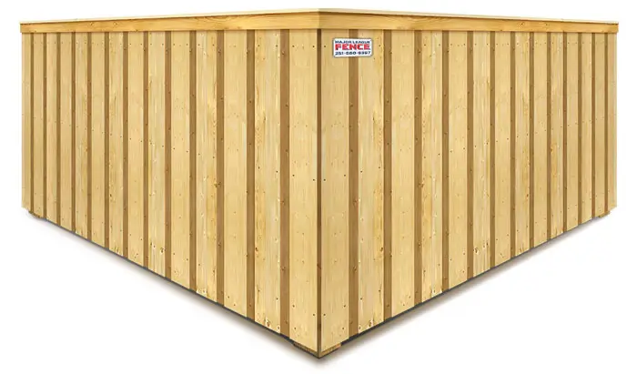 Decorative wood privacy fence with cap & trim in Mobile Alabama