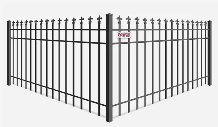 Decorative ornamental steel fence with custom picket tops - Mobile Alabama