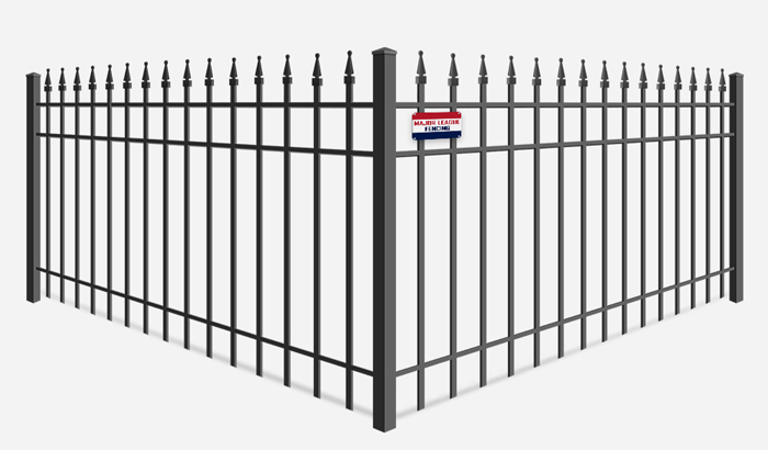 Decorative ornamental steel fence with quad flare finials - Mobile Alabama