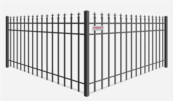 Decorative steel fence with custom finials in Mobile Alabama