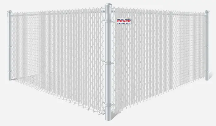 White chain link fence with white privacy slats in Mobile Alabama