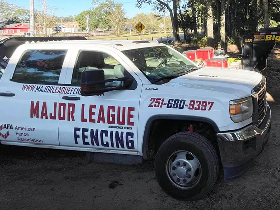 Major League Fence truck at job site