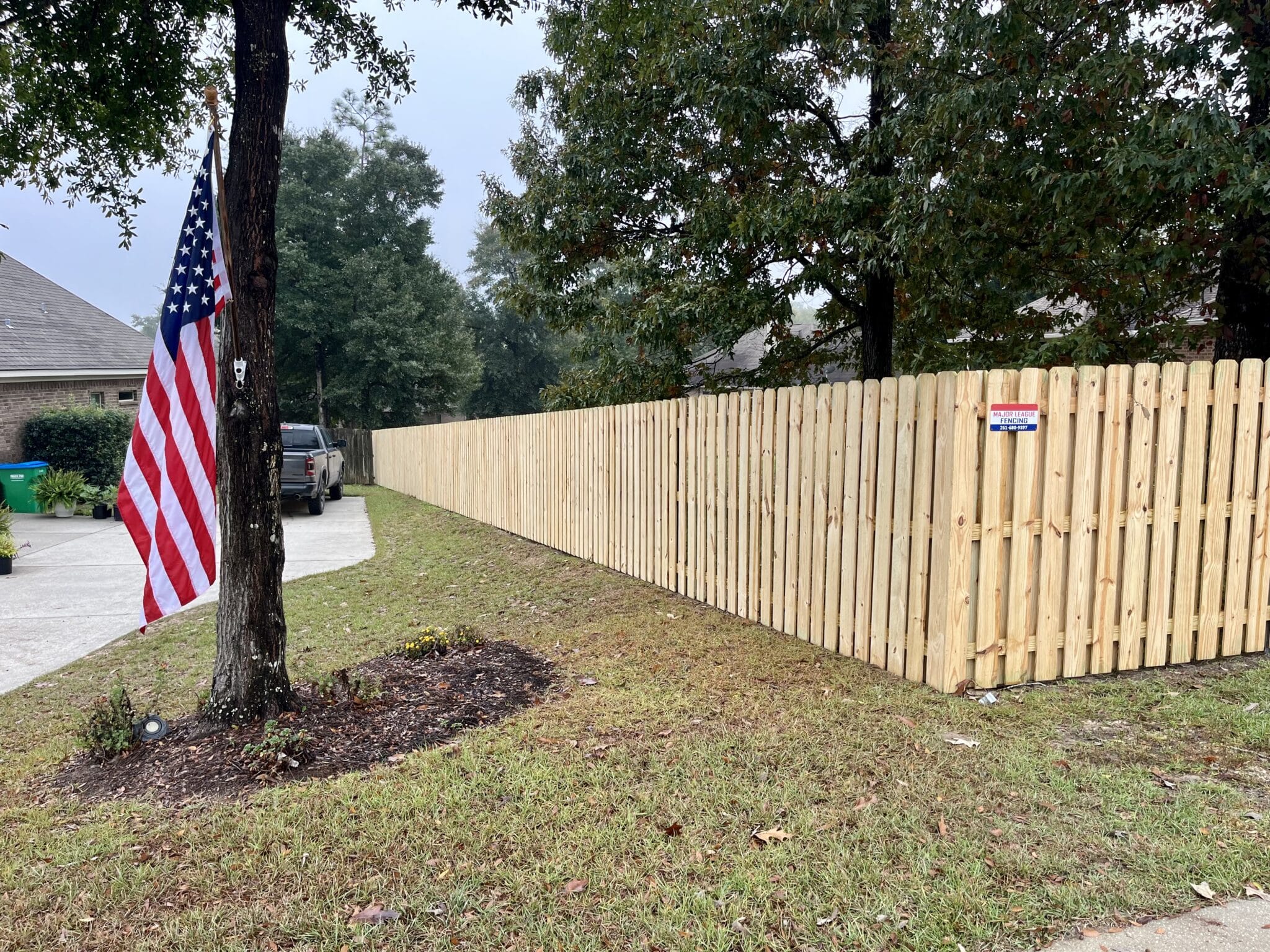 Shadow Box Wood Fence Installation Fence Company Near Mobile, AL; Fence Builder in Mobile County